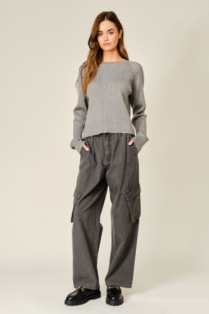 AJP6647<br/>URBAN WASHED COTTON PLEATED CARGO PANTS