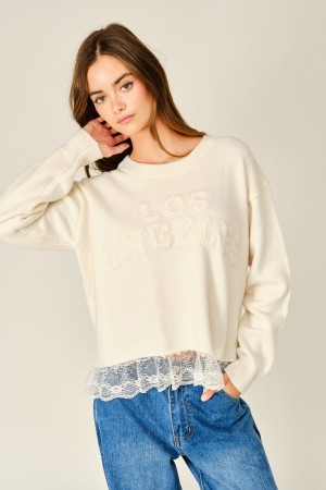 AJT6490<br/>COZY WOOL BLEND LOS ANGELES 3D LOGO SWEATER
