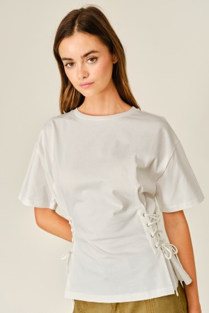 AJT6701<br/>SIDE CORSET SHORT SLEEVE TOP